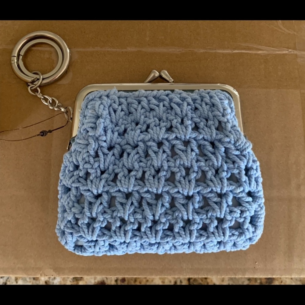 NWT Patricia Nash Borse Crocheted Coin Pouch- 1 left in Saffron BLUE - LEATHER - Picture 6 of 7